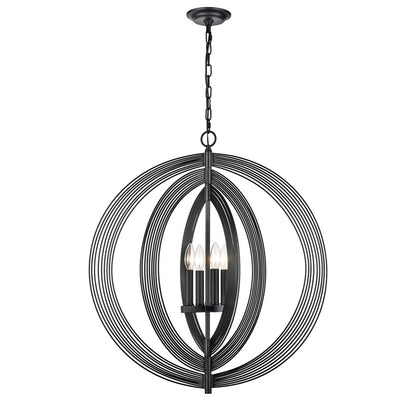 Atlas Lighting Orme 27in 4-Light Chandelier | Modern Matte Black Globe | Living Room & Dining Room & Hallway | 27 x 27 x 30 in | Model CL11281-BK