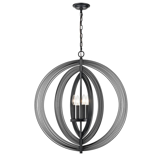 Atlas Lighting Orme 27in 4-Light Chandelier | Modern Matte Black Globe | Living Room & Dining Room & Hallway | 27 x 27 x 30 in | Model CL11281-BK