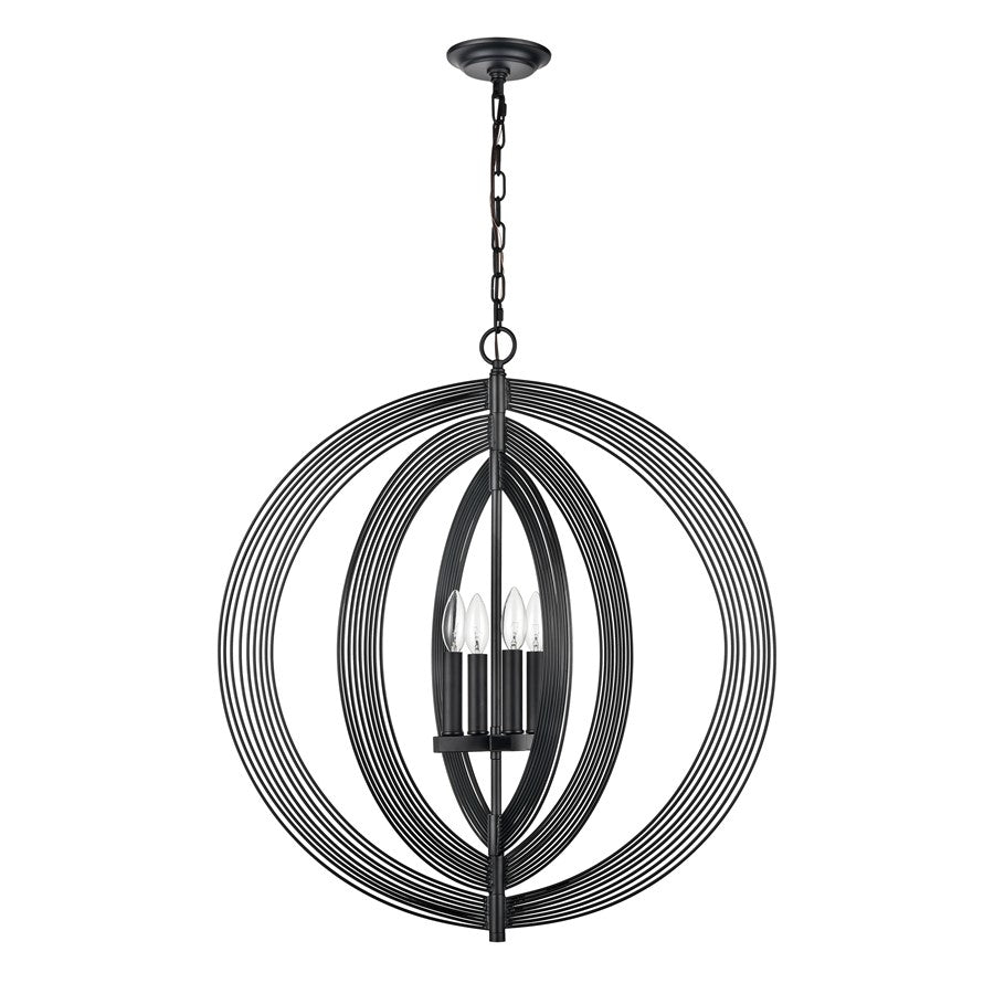 Atlas Lighting Orme 27in 4-Light Chandelier | Modern Matte Black Globe | Living Room & Dining Room & Hallway | 27 x 27 x 30 in | Model CL11281-BK