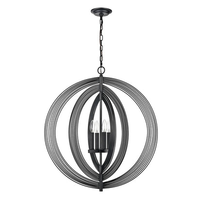 Atlas Lighting Orme 27in 4-Light Chandelier | Modern Matte Black Globe | Living Room & Dining Room & Hallway | 27 x 27 x 30 in | Model CL11281-BK