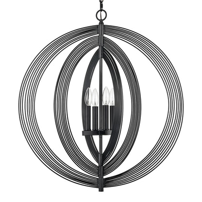 Atlas Lighting Orme 27in 4-Light Chandelier | Modern Matte Black Globe | Living Room & Dining Room & Hallway | 27 x 27 x 30 in | Model CL11281-BK