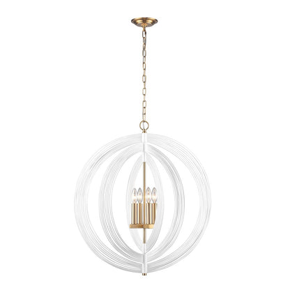 Atlas Lighting Orme 27in 4-Light Chandelier | Modern White and Satin Brass Metal | Dining Room & Living Room | 27 x 27 x 30 in | Model CL11281-WH