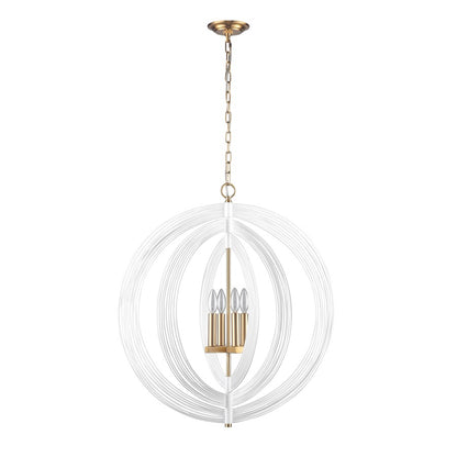 Atlas Lighting Orme 27in 4-Light Chandelier | Modern White and Satin Brass Metal | Dining Room & Living Room | 27 x 27 x 30 in | Model CL11281-WH