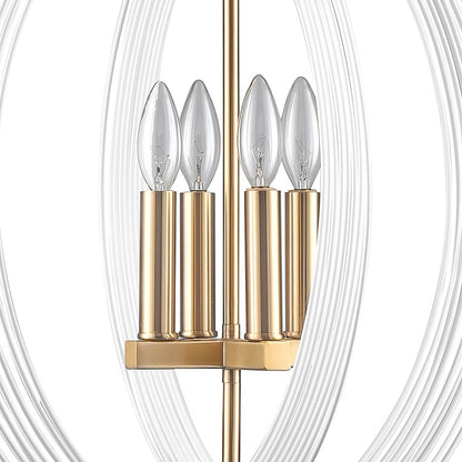 Atlas Lighting Orme 27in 4-Light Chandelier | Modern White and Satin Brass Metal | Dining Room & Living Room | 27 x 27 x 30 in | Model CL11281-WH