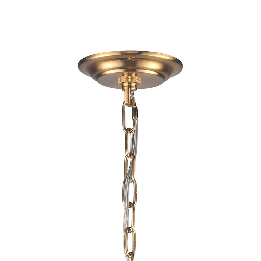 Atlas Lighting Orme 27in 4-Light Chandelier | Modern White and Satin Brass Metal | Dining Room & Living Room | 27 x 27 x 30 in | Model CL11281-WH