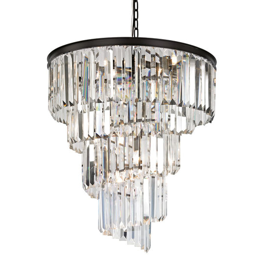 Atlas Lighting Palacial 26in 9-Light Chandelier | Traditional Oil Rubbed Bronze and Clear Crystal | Dining Room & Entryway | Model CL11285-BZ