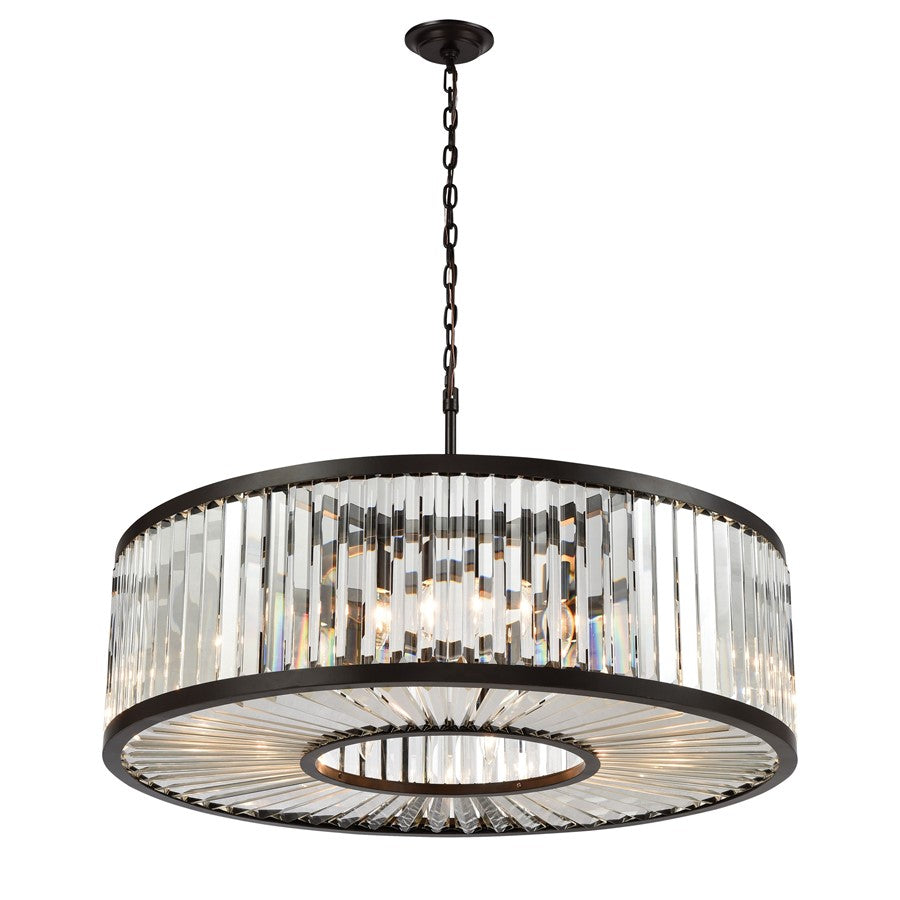 Atlas Lighting Palacial 35in 11-Light Chandelier | Traditional Oil Rubbed Bronze and Clear Crystal | Dining Room & Foyer | Model CL11287-BZ