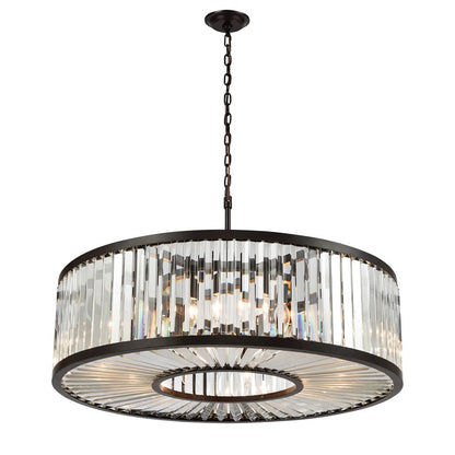 Atlas Lighting Palacial 35in 11-Light Chandelier | Traditional Oil Rubbed Bronze and Clear Crystal | Dining Room & Foyer | Model CL11287-BZ