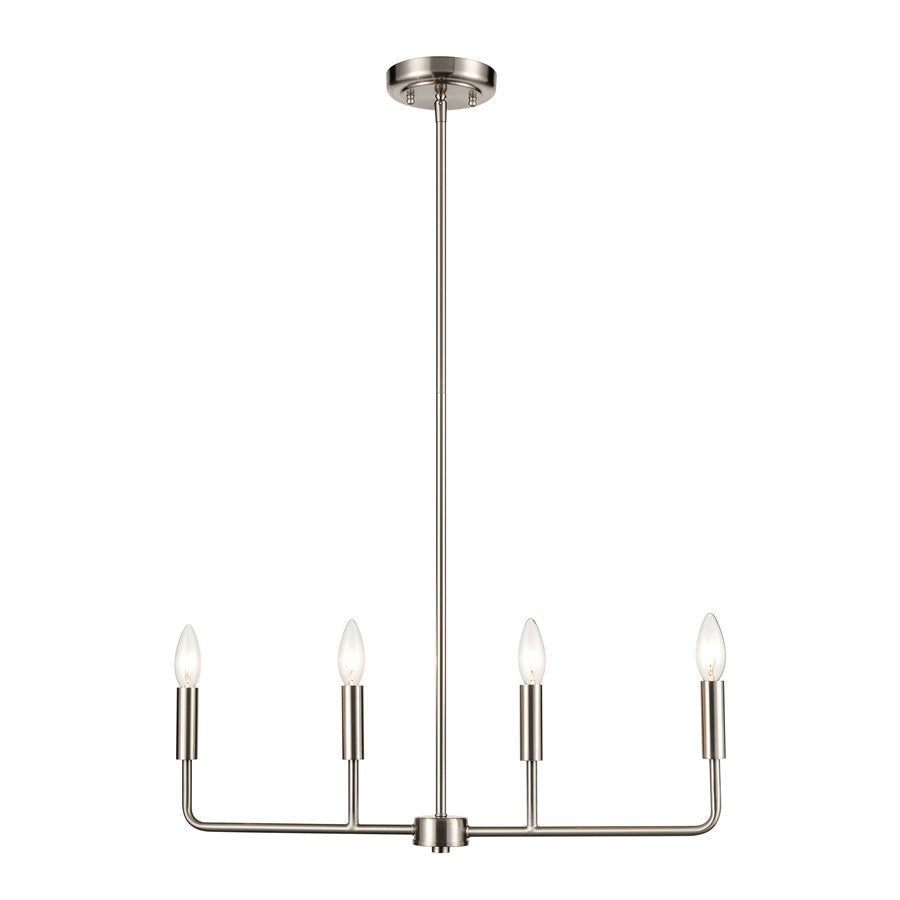 Atlas Lighting Park Slope 25in 4-Light Chandelier | Transitional Brushed Nickel | Dining Room & Living Room | 25 x 25 x 7 in | Model CL11290-NK