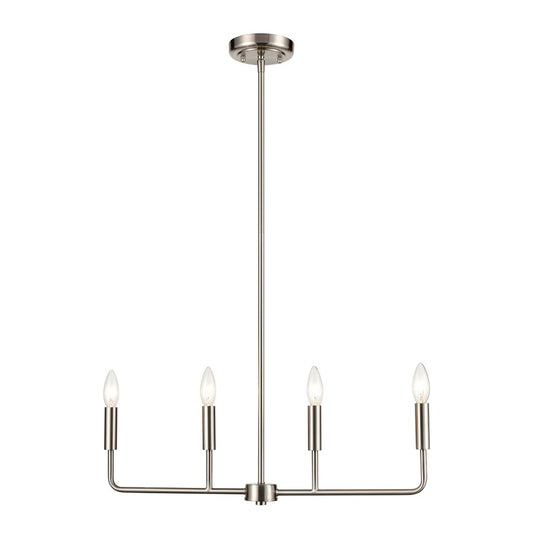 Atlas Lighting Park Slope 25in 4-Light Chandelier | Transitional Brushed Nickel | Dining Room & Living Room | 25 x 25 x 7 in | Model CL11290-NK