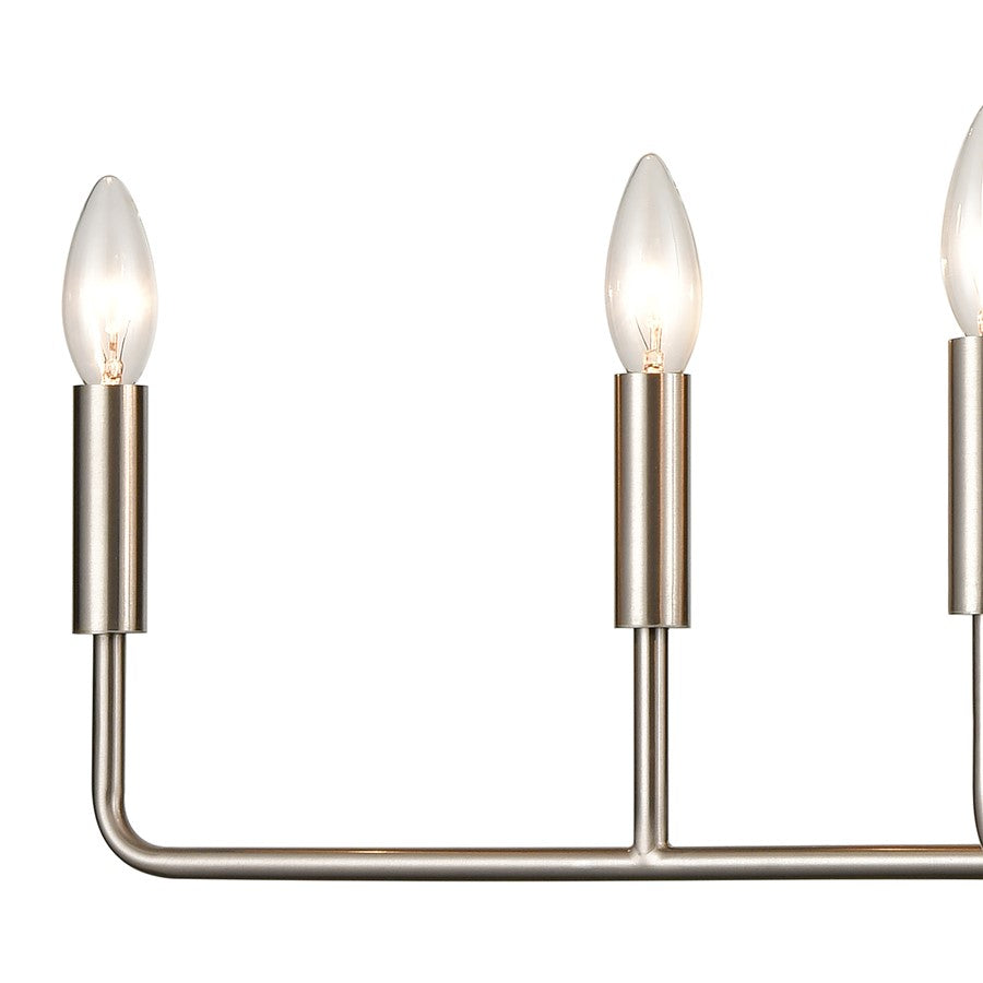 Atlas Lighting Park Slope 31in 6-Light Linear Chandelier | Transitional Brushed Nickel Metal | Dining Room & Kitchen Island | Model CL11291-NK