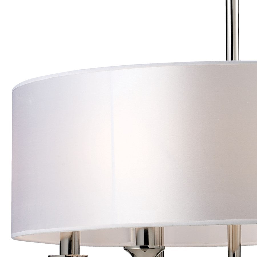 Atlas Lighting Pembroke 24in 6-Light Chandelier | Transitional Polished Nickel and Silver Fabric Shades | Dining Room & Living | Model CL11293-NK