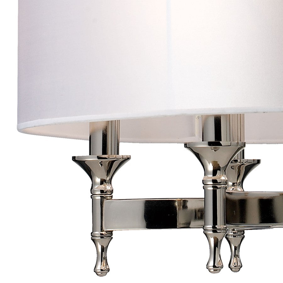 Atlas Lighting Pembroke 24in 6-Light Chandelier | Transitional Polished Nickel and Silver Fabric Shades | Dining Room & Living | Model CL11293-NK