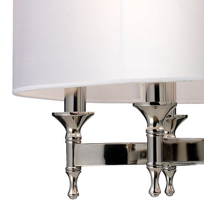 Atlas Lighting Pembroke 24in 6-Light Chandelier | Transitional Polished Nickel and Silver Fabric Shades | Dining Room & Living | Model CL11293-NK