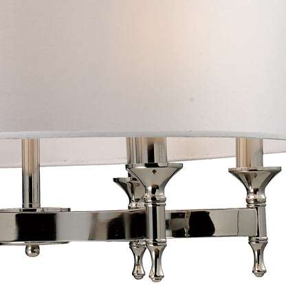 Atlas Lighting Pembroke 24in 6-Light Chandelier | Transitional Polished Nickel and Silver Fabric Shades | Dining Room & Living | Model CL11293-NK