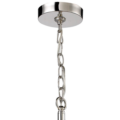 Atlas Lighting Pembroke 24in 6-Light Chandelier | Transitional Polished Nickel and Silver Fabric Shades | Dining Room & Living | Model CL11293-NK