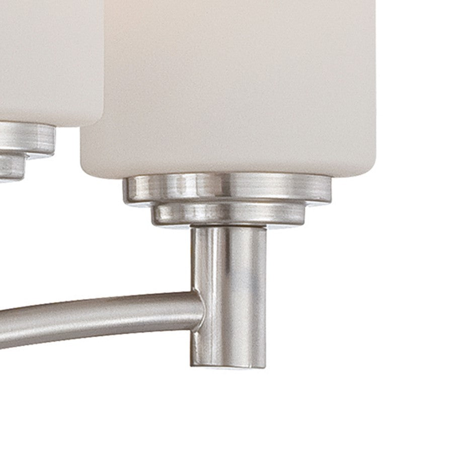 Atlas Lighting Pittman 24in 5-Light Chandelier | Transitional Brushed Nickel and White Frosted Glass | Kitchen Island & Dining | Model CL11298-NK