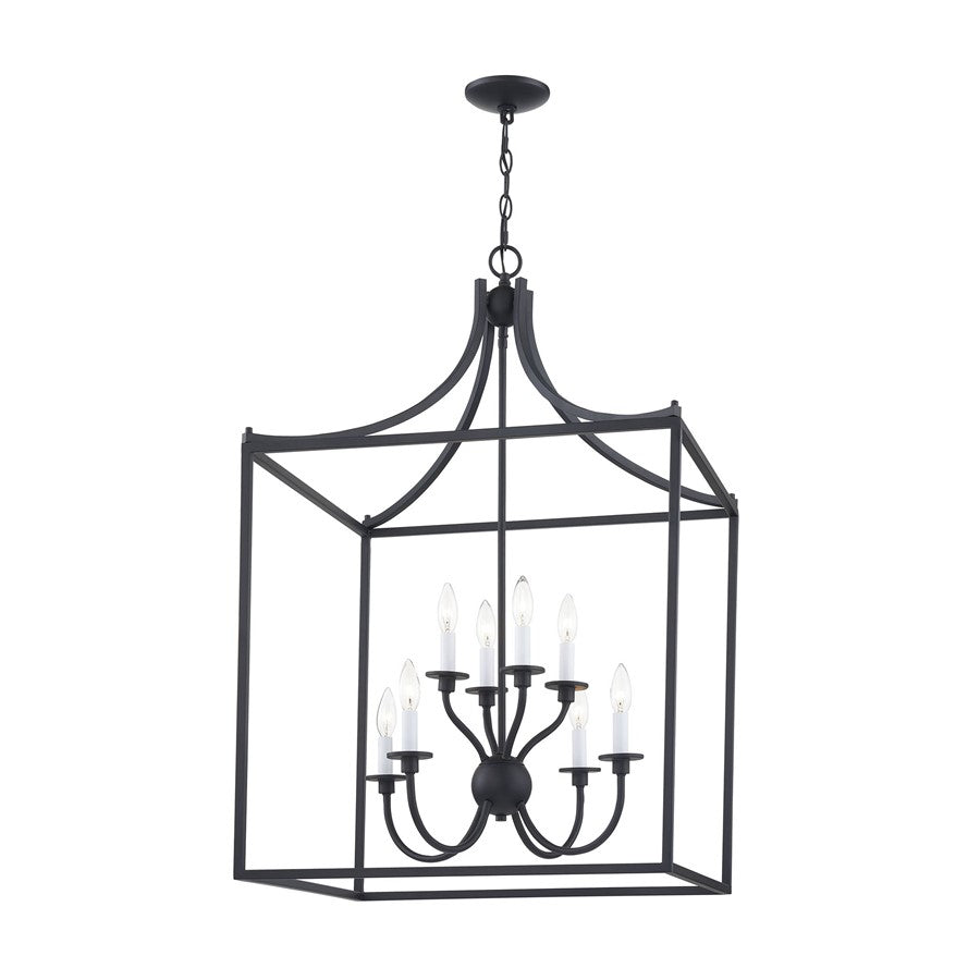 Atlas Lighting Prescott 24in 8-Light Chandelier | Traditional Matte Black Metal | Dining Room & Living Room | 24 x 24 x 37 in | Model CL11300-BK