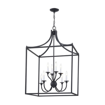 Atlas Lighting Prescott 24in 8-Light Chandelier | Traditional Matte Black Metal | Dining Room & Living Room | 24 x 24 x 37 in | Model CL11300-BK