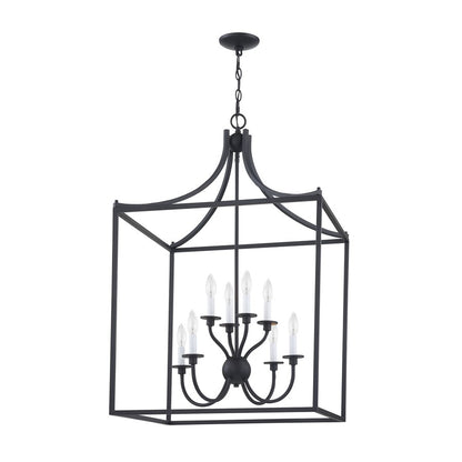Atlas Lighting Prescott 24in 8-Light Chandelier | Traditional Matte Black Metal | Dining Room & Living Room | 24 x 24 x 37 in | Model CL11300-BK