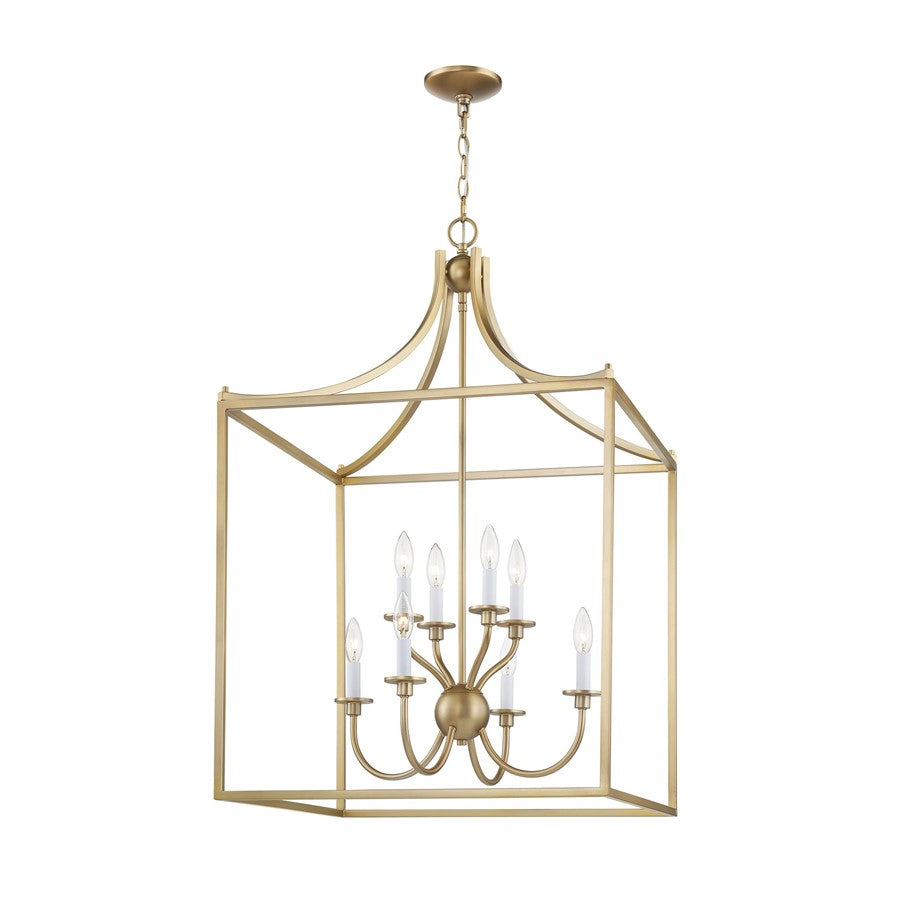 Atlas Lighting Prescott 24in 8-Light Chandelier | Traditional Warm Brass Metal | Dining Room & Foyer | 24 x 24 x 37 in | Model CL11300-BS