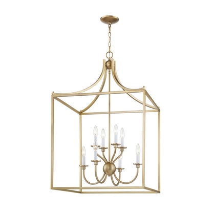 Atlas Lighting Prescott 24in 8-Light Chandelier | Traditional Warm Brass Metal | Dining Room & Foyer | 24 x 24 x 37 in | Model CL11300-BS