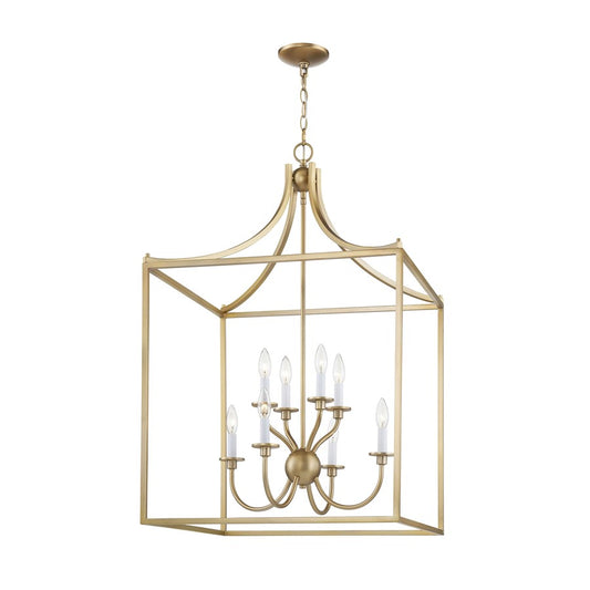 Atlas Lighting Prescott 24in 8-Light Chandelier | Traditional Warm Brass Metal | Dining Room & Foyer | 24 x 24 x 37 in | Model CL11300-BS