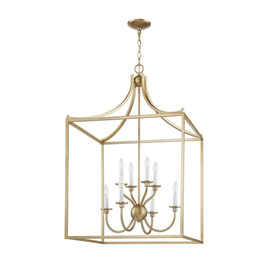 Atlas Lighting Prescott 24in 8-Light Chandelier | Traditional Warm Brass Metal | Dining Room & Foyer | 24 x 24 x 37 in | Model CL11300-BS