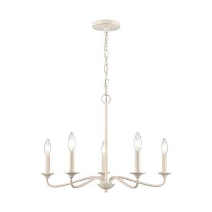 Atlas Lighting Quinn 24in 5-Light Chandelier | Transitional Antique White Metal | Dining Room & Living Room | 24 x 24 x 17 in | Model CL11303-WH