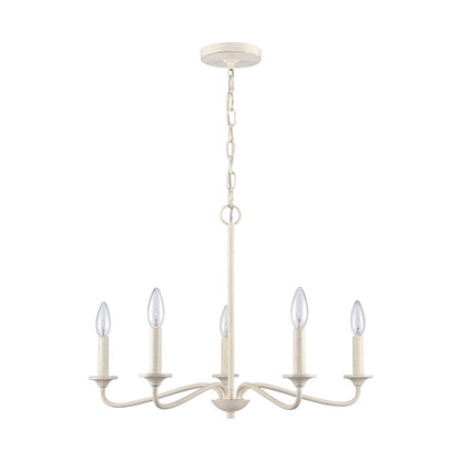 Atlas Lighting Quinn 24in 5-Light Chandelier | Transitional Antique White Metal | Dining Room & Living Room | 24 x 24 x 17 in | Model CL11303-WH