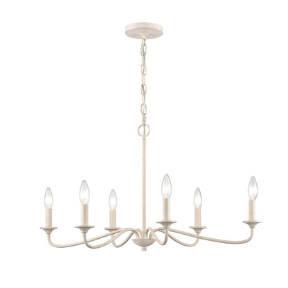 Atlas Lighting Quinn 30in 6-Light Chandelier | Transitional Antique White Metal | Dining Room & Living Room | 30 x 18 x 16.75 in | Model CL11304-WH