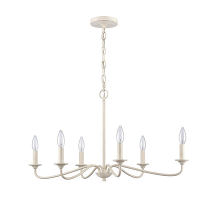 Atlas Lighting Quinn 30in 6-Light Chandelier | Transitional Antique White Metal | Dining Room & Living Room | 30 x 18 x 16.75 in | Model CL11304-WH