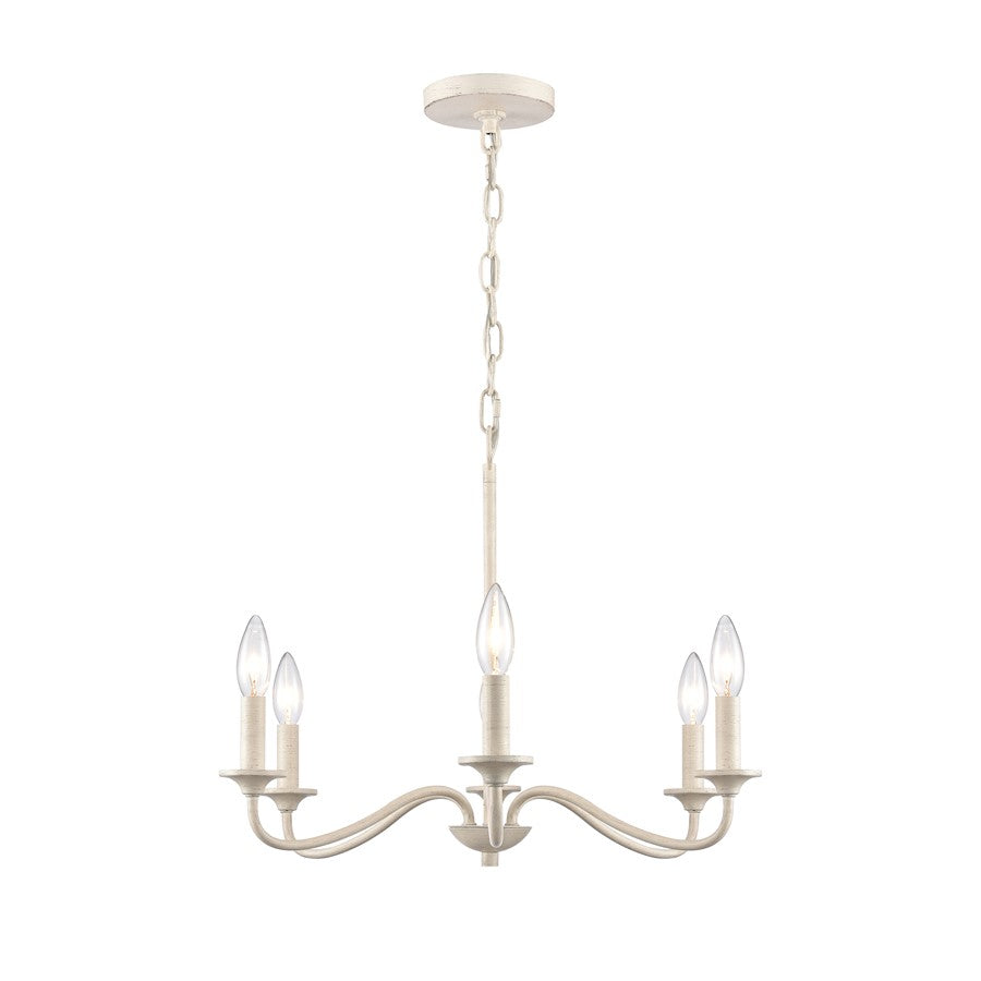 Atlas Lighting Quinn 30in 6-Light Chandelier | Transitional Antique White Metal | Dining Room & Living Room | 30 x 18 x 16.75 in | Model CL11304-WH