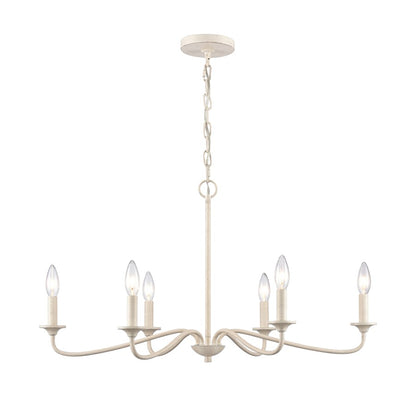 Atlas Lighting Quinn 30in 6-Light Chandelier | Transitional Antique White Metal | Dining Room & Living Room | 30 x 18 x 16.75 in | Model CL11304-WH