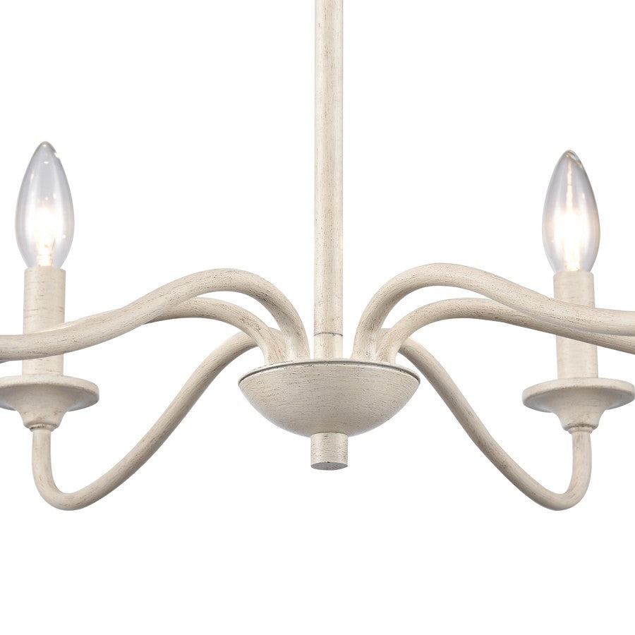 Atlas Lighting Quinn 30in 6-Light Chandelier | Transitional Antique White Metal | Dining Room & Living Room | 30 x 18 x 16.75 in | Model CL11304-WH