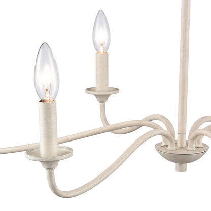 Atlas Lighting Quinn 30in 6-Light Chandelier | Transitional Antique White Metal | Dining Room & Living Room | 30 x 18 x 16.75 in | Model CL11304-WH