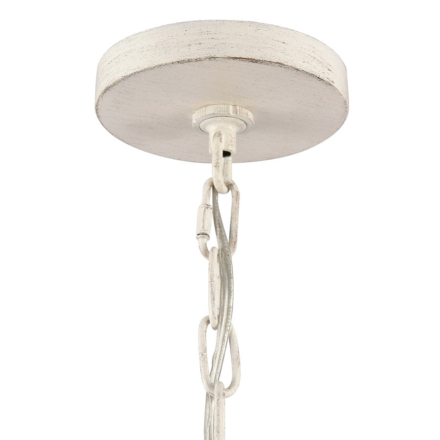 Atlas Lighting Quinn 30in 6-Light Chandelier | Transitional Antique White Metal | Dining Room & Living Room | 30 x 18 x 16.75 in | Model CL11304-WH
