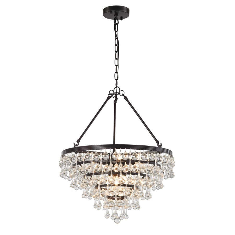 Atlas Lighting Ramira 19in 6-Light Chandelier | Transitional Oil Rubbed Bronze and Clear Glass | Dining Room & Entryway | Model CL11305-BZ