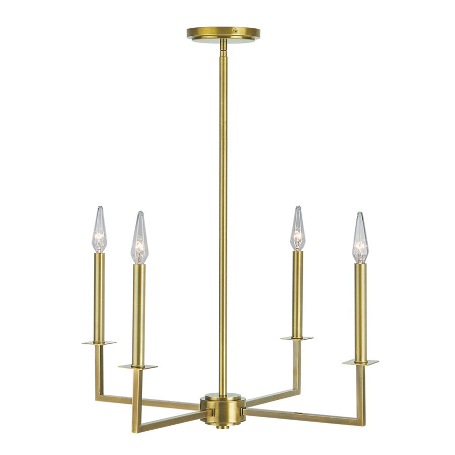 Atlas Lighting Ray 25in 4-Light Chandelier | Traditional Aged Brass Metal | Dining Room & Living Room | 25 x 25 x 24 in | Model CL11307-BZ