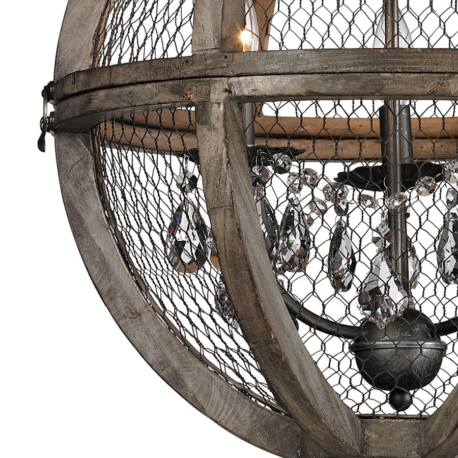 Atlas Lighting Renaissance Invention 18in 3-Light Chandelier | Transitional Aged Wood and Weathered Zinc | Dining Room & Kitchen | Model CL11309-BN