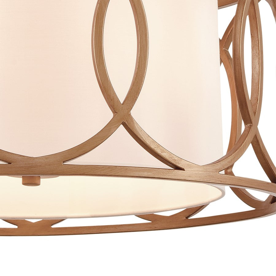 Atlas Ringlets 22in 4-Light Chandelier | Modern Matte Gold and White Fabric | Kitchen Island & Dining Room | 22 x 22 x 11 in | Model CL11313-GD