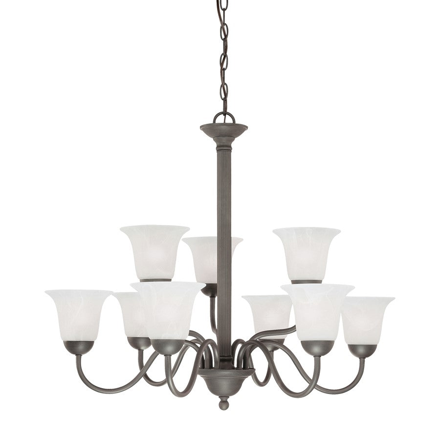 Atlas Riva 32in 9-Light Chandelier | Traditional Painted Bronze and White Glass | Dining Room & Living Room | 32 x 32 x 27 in | Model CL11314-BZ