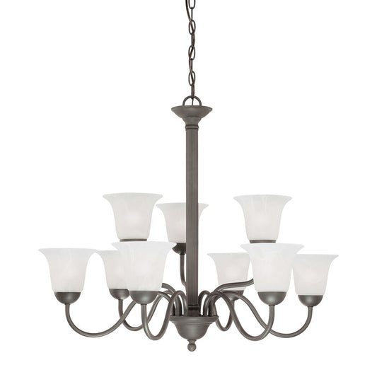 Atlas Riva 32in 9-Light Chandelier | Traditional Painted Bronze and White Glass | Dining Room & Living Room | 32 x 32 x 27 in | Model CL11314-BZ