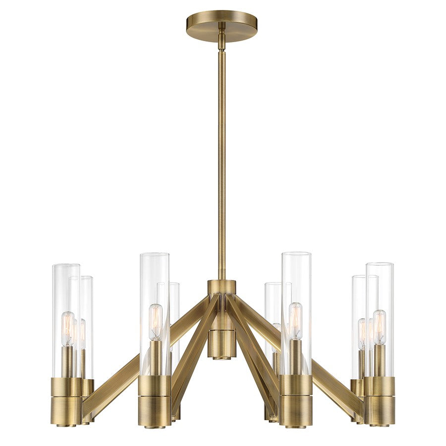 Atlas Lighting Rohe 28in 8-Light Chandelier | Transitional Oxidized Brass and Clear Glass | Dining Room & Foyer | Model CL11316-BS