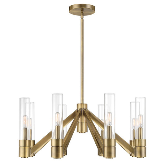 Atlas Lighting Rohe 28in 8-Light Chandelier | Transitional Oxidized Brass and Clear Glass | Dining Room & Foyer | Model CL11316-BS