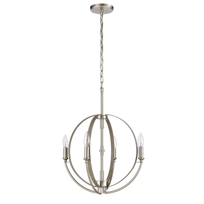 Atlas Lighting Rotunde 18in 4-Light Chandelier | Modern Beechwood and Satin Nickel | Dining Room & Kitchen Island | 18 x 18 x 25 in | Model CL11317-BN