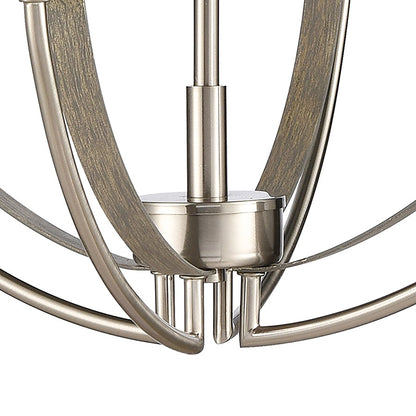 Atlas Lighting Rotunde 18in 4-Light Chandelier | Modern Beechwood and Satin Nickel | Dining Room & Kitchen Island | 18 x 18 x 25 in | Model CL11317-BN