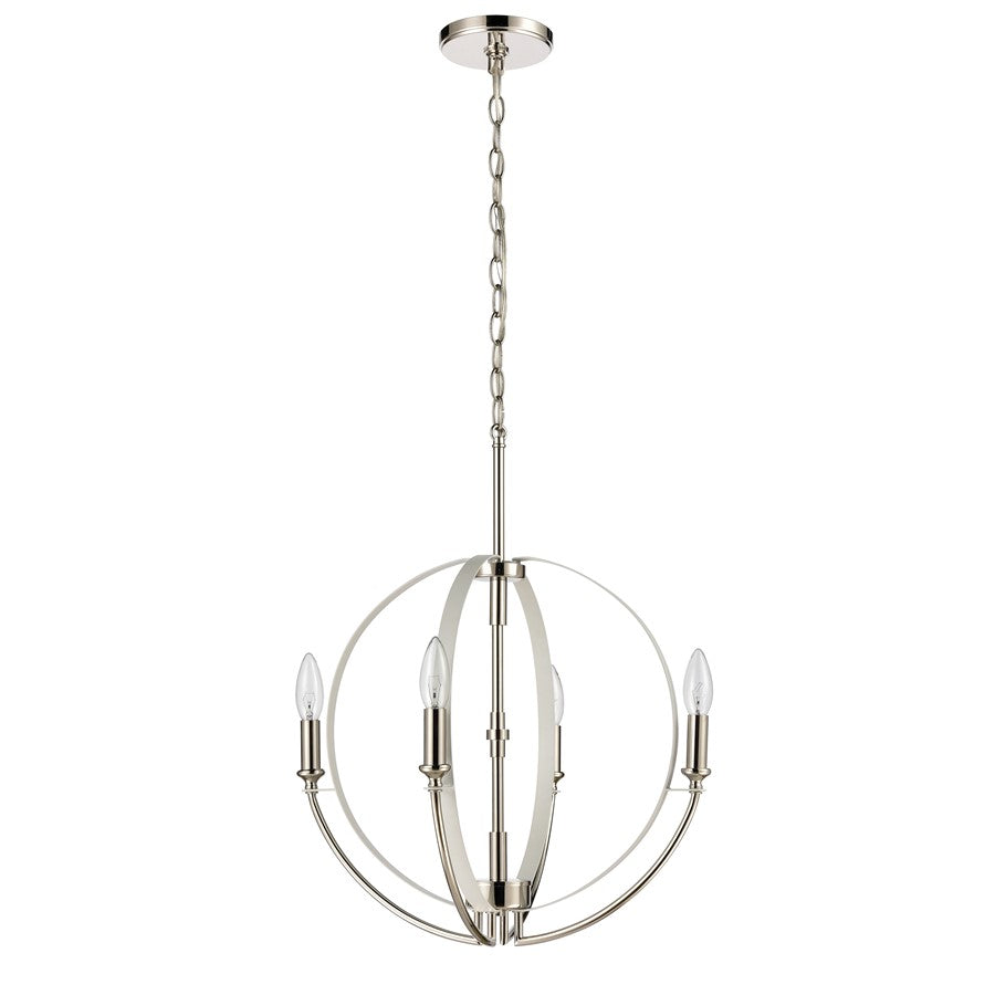 Atlas Lighting Rotunde 18in 4-Light Chandelier | Modern Matte White and Polished Nickel | Dining Room & Kitchen Island | Model CL11317-WH