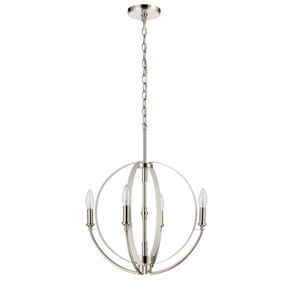 Atlas Lighting Rotunde 18in 4-Light Chandelier | Modern Matte White and Polished Nickel | Dining Room & Kitchen Island | Model CL11317-WH