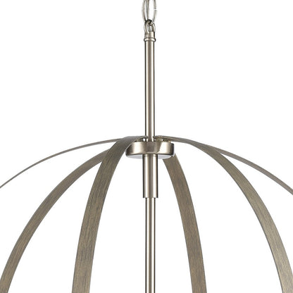 Atlas Lighting Rotunde 26in 6-Light Chandelier | Modern Beechwood and Satin Nickel | Dining Room & Living Room | 26 x 26 x 33 in | Model CL11318-BN